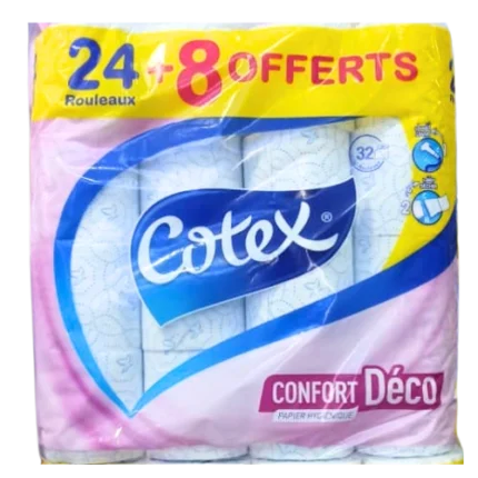 cotex confort papier hygiénique 24+8